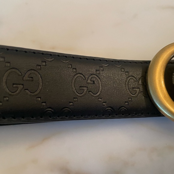 NIB. GUCCI. GG belt. Black with Brass GG - Picture 3 of 5